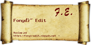 Fonyó Edit névjegykártya
